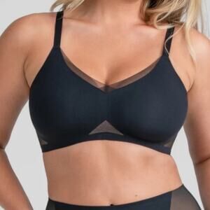 Honey Love Black Comfort/Support Bra, Sheer Accents, Confidence, Romantic XL